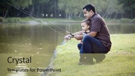  Presentation with ethnic - Slide set consisting of single parent - happy young ethnic father background and a mint green colored foreground