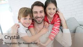  Presentation with kids brains - PPT layouts enhanced with single parent - portrait of cheerful daddy background and a coral colored foreground