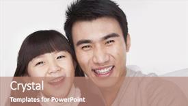  Presentation with tv show studio camera - Amazing presentation design having single parent - portrait of father and daughter backdrop and a coral colored foreground