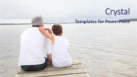  Presentation with father - PPT layouts featuring single parent - portrait of father and son background and a sky blue colored foreground
