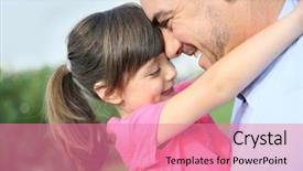  Presentation with it´s a girl - Slides consisting of single parent - portrait of little girl hugging background and a coral colored foreground