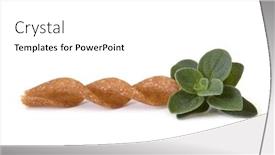  Presentation with oregano - Amazing PPT theme having single pasta spiral or fusilli with fresh-picked oregano macro view isolated on white backdrop and a white colored foreground