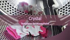  Presentation with china clothes washing machine - Slides with single pink sock forgotten inside background and a violet colored foreground