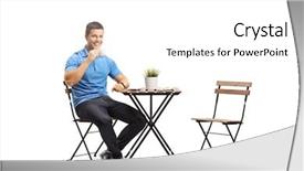  Presentation with gold man smile - Beautiful presentation theme featuring single plant - smiling young man enjoying his backdrop and a white colored foreground