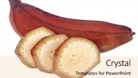  Presentation with fruit banana - Colorful presentation enhanced with single red banana fruit cutting isolated over white background backdrop and a lemonade colored foreground