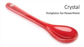  Presentation with tomato ketchup single red - Cool new presentation design with single red porcelain spoon isolated backdrop and a white colored foreground