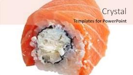  Presentation with sushi - Slide deck featuring single-salmon-uramaki-sushi-isolated background and a coral colored foreground
