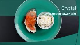  Presentation with sandwich - Presentation enhanced with single-sandwich-with-cream-cheese background and a ocean colored foreground