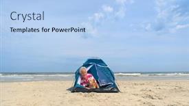  Presentation with dog shelter - Slide deck having single-senior-man background and a light blue colored foreground