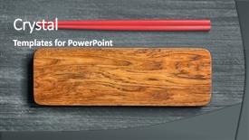  Presentation with wooden board empty table top - Audience pleasing presentation design consisting of single server - rectangular wooden board and chopsticks backdrop and a gray colored foreground