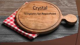  Presentation with cutting board - Slide deck enhanced with single server - round cutting board on wooden background and a coral colored foreground