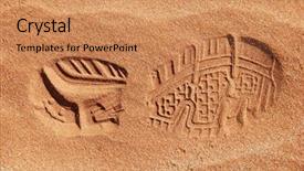  Presentation with shoe - PPT layouts with single shoe print in sand background and a coral colored foreground