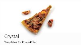  Presentation with pizza - Colorful theme enhanced with single slice of cold leftover backdrop and a white colored foreground