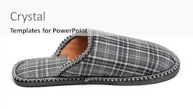  Presentation with slipper - Slide deck with single slipper isolated on white background background and a white colored foreground