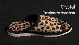  Presentation with slipper - Cool new PPT theme with single slipper on black background backdrop and a black colored foreground