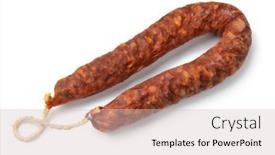  Presentation with chorizo - Theme consisting of single-spanish-chorizo-sausage-close background and a soft green colored foreground