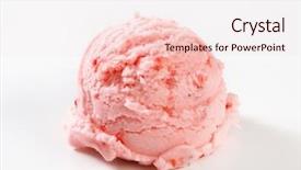  Presentation with ice cream strawberry - Amazing slide deck having single strawberry ice cream scoop backdrop and a sky blue colored foreground