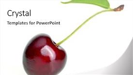  Presentation with an orange sweet potato - Audience pleasing theme consisting of single sweet cherry on white background backdrop and a white colored foreground