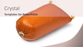  Presentation with german - Audience pleasing theme consisting of single-traditional-german-teewurst-packed backdrop and a lemonade colored foreground