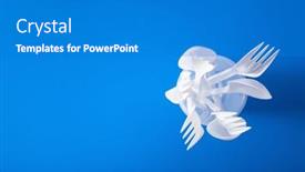  Presentation with plastic waste - Slide set featuring single-use-plastic-cups-forks background and a teal colored foreground