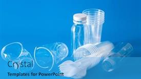  Presentation with plastic waste recycling - Cool new slide deck with single-use-plastic-cups-forks backdrop and a teal colored foreground