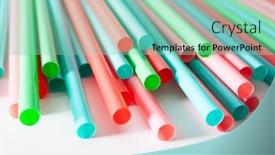  Presentation with plastic straws - PPT theme having single-use-plastic-drinking-straws background and a seafoam green colored foreground
