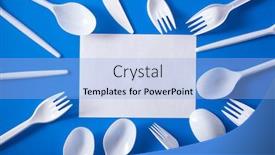  Presentation with plastic waste recycling - Slides enhanced with single-use-plastic-forks-spoons background and a light blue colored foreground