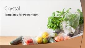  Presentation with plastic waste - Beautiful PPT layouts featuring single use plastic waste issue fruits and vegetables in plastic bags backdrop and a white colored foreground