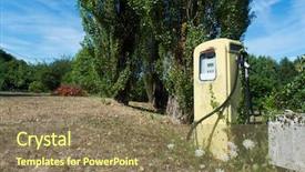  Presentation with fuel station - Cool new presentation theme with single vintage pump fuel station backdrop and a coral colored foreground