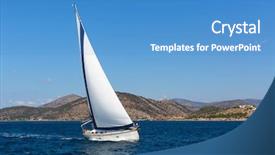  Presentation with sails sailing yacht catamaran sailing - PPT layouts with single wave - sailing yachts boat background and a teal colored foreground