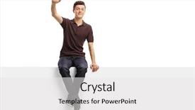  Presentation with teenage - Slides having single wave - teenage boy sitting background and a white colored foreground