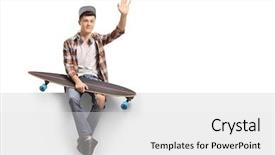  Presentation with teenage - Theme consisting of single wave - teenage skater boy background and a white colored foreground