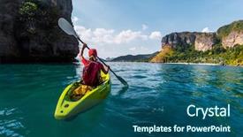  Presentation with kayak - Slide deck consisting of single wave - woman paddles kayak background and a ocean colored foreground