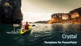  Presentation with calm sea - Slides having single wave - woman paddles kayak background and a wine colored foreground