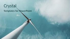  Presentation with renewable energy - Cool new PPT theme with single wind mill - closeup of a windmill backdrop and a light blue colored foreground