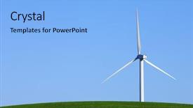  Presentation with subtle blue green - Beautiful slide set featuring single wind mill - modern windmill with blue sky backdrop and a light blue colored foreground