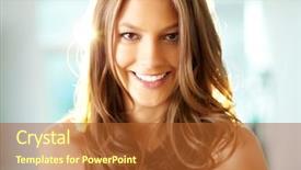  Presentation with camera - Slide deck consisting of single woman - young girl looking and smiling background and a red colored foreground