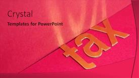  Presentation with word cloud sales tax - Colorful slide set enhanced with single-word-tax-on-nthe backdrop and a red colored foreground