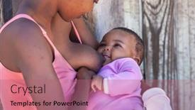  Presentation with third world - Presentation design with single-young-african-mother background and a coral colored foreground