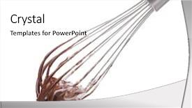  Presentation with chocolate - Slide deck enhanced with singles mixer - metal whisk for whipping eggs background and a white colored foreground