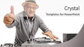 Presentation with old fashioned black and white - Colorful theme enhanced with singles mixer - old dj making a thumb backdrop and a white colored foreground