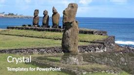  Presentation with ahu - Audience pleasing presentation theme consisting of singular - ahu tahai moais of easter backdrop and a violet colored foreground