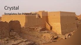  Presentation with riyadh - PPT theme enhanced with singular - diriyah clay fortress in er background and a coral colored foreground