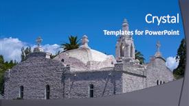  Presentation with sea shells - Slide set featuring singular - la toja island toxa chapel background and a teal colored foreground