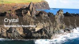 Presentation with rocky ocean coast - Cool new slide set with singular - rocky coast of easter island backdrop and a tawny brown colored foreground