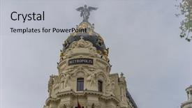  Presentation with infrastructure network operations center - PPT layouts enhanced with singular building of street alcala background and a light gray colored foreground