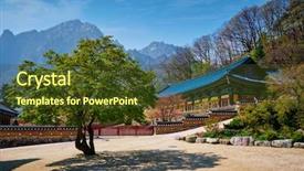  Presentation with korea - Slides featuring sinheungsa buddhist temple in seoraksan background and a tawny brown colored foreground