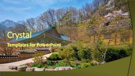  Presentation with national - Slide deck enhanced with sinheungsa buddhist temple in seoraksan background and a tawny brown colored foreground
