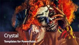  Presentation with clown - Colorful slide set enhanced with sinister - close-up portrait of a terrible backdrop and a tawny brown colored foreground