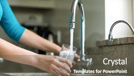  Presentation with filling water glass - Cool new slide deck with sink - pretty blonde woman filling backdrop and a gray colored foreground